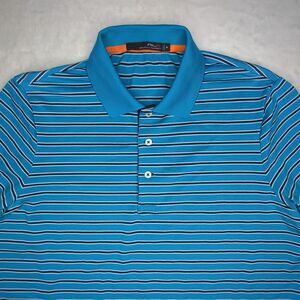 RLX Ralph Lauren Polo Medium Golf Shirt‎ Men's Blue White Stripe
